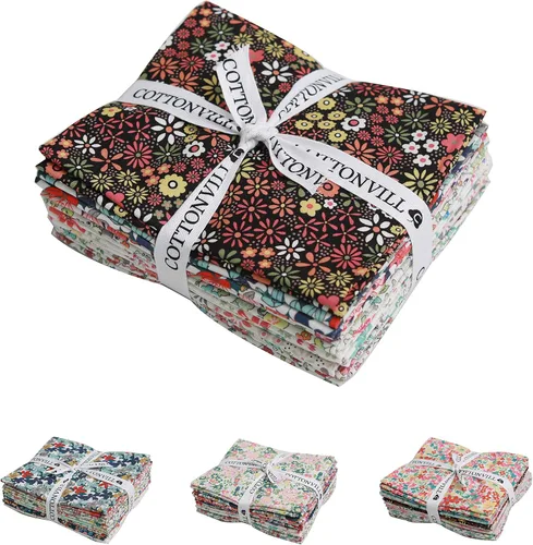 Vista 3 de COTTONVILL Tela de acolchado con estampado de algodón 20 unidades (10 cuartos de galón, 01-Urban Camellia)