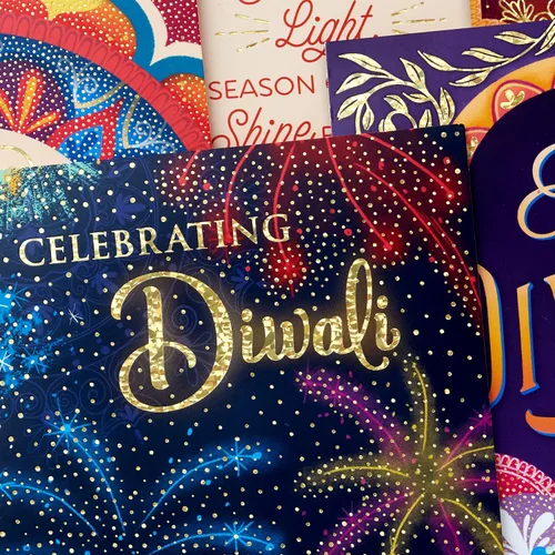 Vista 5 de Hallmark Golden Thread Diwali - Surtido de tarjetas Happy Diwali (16 tarjetas con sobres)