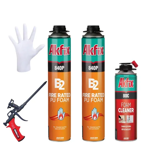 Vista 14 de Akfix 840P Espuma de Poliuretano Expansiva Ignirresistente en Aerosol (1x25.3 Oz.) - Espuma de Sellado Naranja para Ventanas y Puertas, Pinturizable