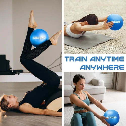Vista 5 de jjshund Pelota de pilates, pequeña pelota de yoga de ejercicio de 9,8 pulgadas con guía de ejercicios, para gimnasio en casa, yoga, pilates
