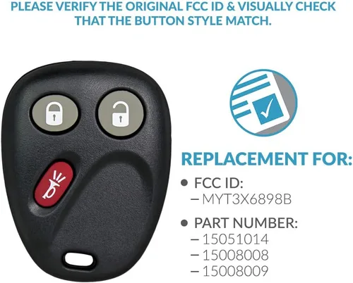 Vista 4 de Keyless2Go repuesto de llave para autos que utilizan llave de 3 botones MYT3X6898B paquete de 2
