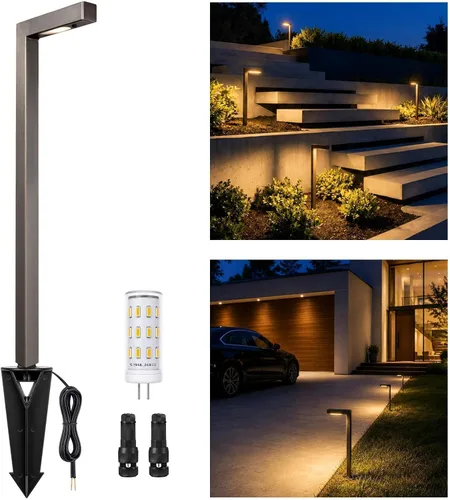 Vista 14 de Gardenreet Luces de camino de paisaje de latón, luces de camino de bajo voltaje de 12 V con cable, luces de jardín al aire libre LED impermeables