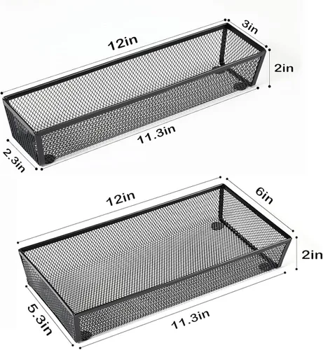 Vista 2 de BYCY Organizador de cubiertos para cajón, organizador de utensilios de malla para almacenamiento de cocina, bandeja de malla metálica de acero negro