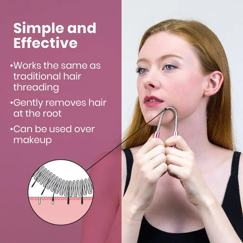Vista 2 de Lindo Twist-N-Roll Tweezer - Herramienta de depilación facial de resorte, rosca natural, acero inoxidable, elimina el vello no deseado en el labio