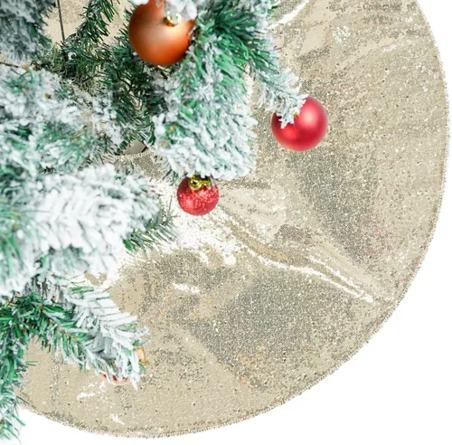 Vista 17 de PartyDelight Faldón para Árbol de Navidad de 24 Pulgadas, Redondo, Lentejuelas Negras Brillantes, Adornos Pequeños, Decoraciones de Fiesta