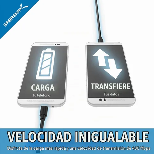Vista 6 de SABRENT Paquete de 6 cables micro USB de alta calidad de 22 AWG (X3-3 pies + X3-1 pie) de alta velocidad USB 2.0 A macho a micro B cables