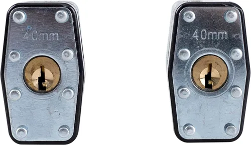 Vista 2 de RoadPro RPLS-40/2 - Candado de acero laminado de 1.575 in con protector de parachoques, paquete de 2