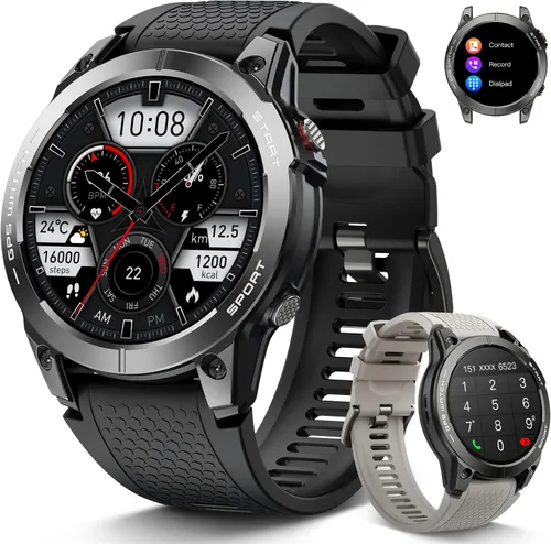 Vista 8 de Reloj inteligente para hombres con GPS Fitness: 1.43 "AMOLED Militar Hacer respuesta llamada Correr Relojes digitales para hombre Impermeable