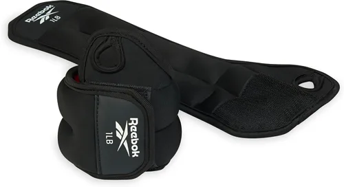 Vista 2 de Reebok Pesas de muñeca, pesas portátiles con lazo para el pulgar para entrenamiento de brazos, boxeo, yoga, caminar y más, muñequeras de poliéster