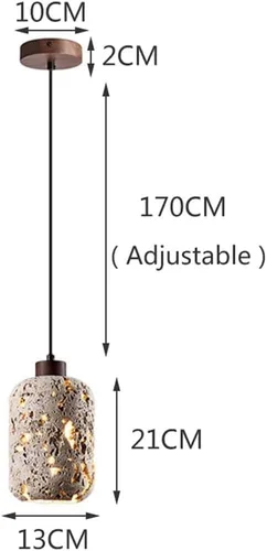 Vista 4 de Mid Century Vintage Pendant Lights Modern Industrial Yellow Travertine Chandelier Natural Hollowout Cylinder Hanging Lamp for Foyer Staircase Hallway