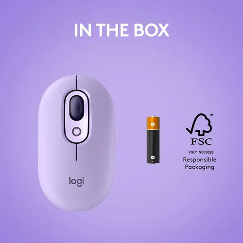 Vista 9 de Logitech POP Mouse, ratón inalámbrico con emojis personalizables, tecnología SilentTouch, desplazamiento de precisión/velocidad, diseño compacto