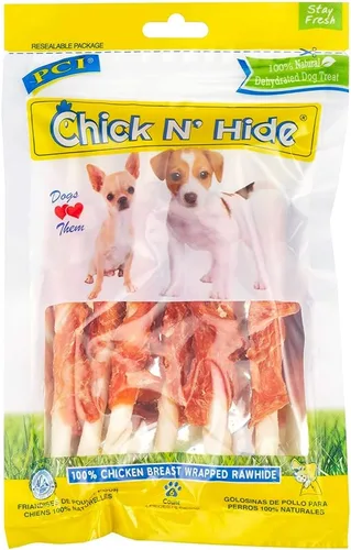 Vista 11 de PCI Pet Center Inc Chick N' Hide - Contenedor de 1 libra de palitos de cuero crudo envueltos en pollo