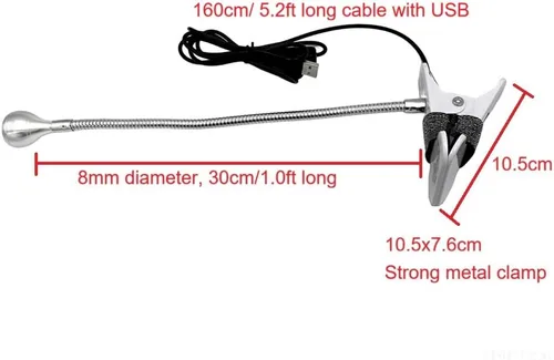 Vista 3 de Gel X - Lámpara LED UV para uñas, brazo flexible de 360° con base de clip, lámpara UV de cuello de cisne USB de 5 V para puntas de gel, esmalte