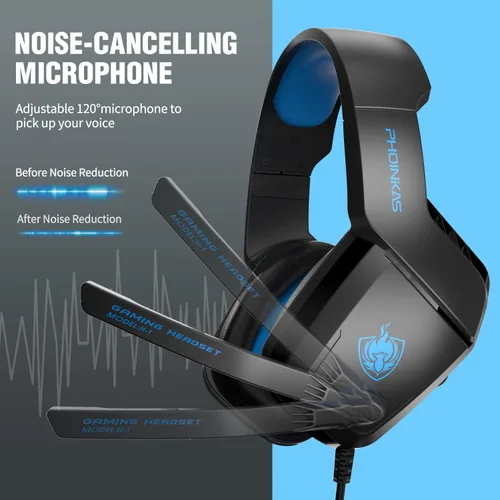 Vista 4 de Auricular para juegos para PS4, Xbox One, computadora, laptop, Mac, PS4 con micrófono, auriculares sobre la oreja, cancelación de ruido, sonido