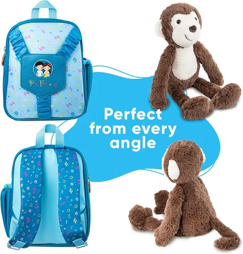 Vista 3 de Regalos para niños de 3 años Mochila para niños pequeños, mochila de animales de peluche de mono, regalos de cumpleaños para niños de 3 años