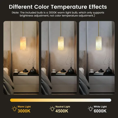Vista 7 de Juego de 2 luces colgantes de alabastro para isla de cocina, juego de 2 luces colgantes de mármol de latón, ajustables, doradas, modernas