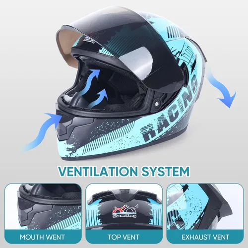 Vista 4 de Full Face Motorcycle Helmets for Adults Men and Women with Internal Tinted Visor