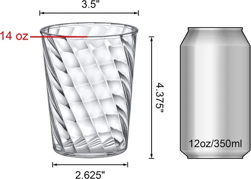 Vista 5 de Amazing Abby - Glacier - Vasos de plástico de 14 onzas (juego de 8), vasos de plástico reutilizables totalmente transparentes, apilables, sin BPA