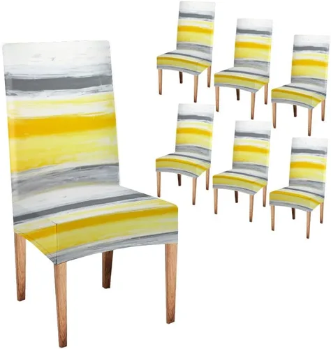 Vista 56 de TOMWISH Juego de 2 fundas para sillas de comedor, color turquesa y gris, fundas elásticas para sillas Parsons, de elastano, lavables, protectores