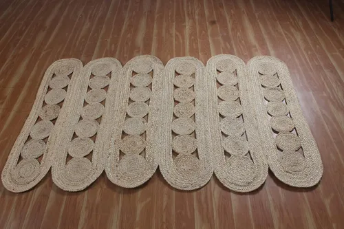 Vista 5 de Alfombra de área kilim de 2 x 3 pies, alfombra trenzada de yute beige, alfombra geométrica kilim de 0.27 pulgadas, alfombra de tejido plano