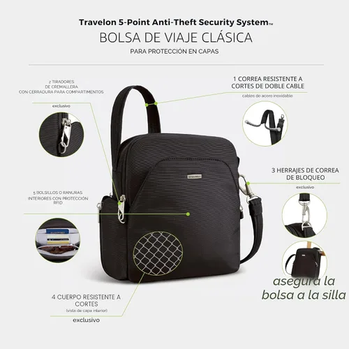 Vista 4 de Travelon Anti-Theft Classic Travel Bag Negro