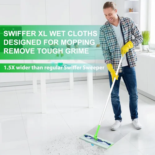 Vista 5 de 20 unidades de paños húmedos XL para Swiffer Sweeper XL Mop - Recambios desechables de almohadillas húmedas extra grandes - Recambios de paños