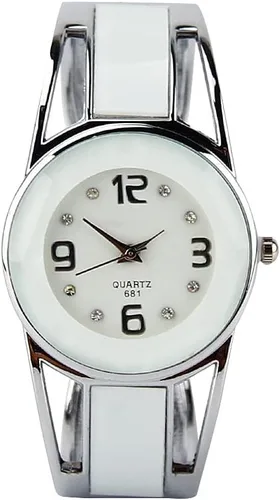 Vista 12 de ele ELEOPTION Reloj de pulsera para mujer, pulsera de cuarzo con esfera redonda de diamantes de imitación, correa de acero inoxidable, con caja