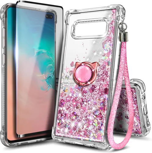 Vista 16 de NGB - Funda para teléfono Samsung Galaxy S9, color aguamarina/morado, bonita funda con purpurina líquida para mujeres y niñas, con protector
