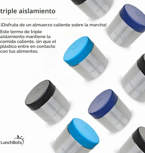 Vista 5 de LunchBots - Tarro de alimentos de acero inoxidable aislado de boca ancha de 16 onzas, color aguamarina