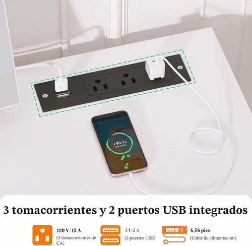 Vista 3 de Cyclysio Tocador con Espejo y Luces, Tocador de Maquillaje de 36'' con Toma de Corriente, Juego de Tocadores Pequeños Mesa de Tocador con Cajones