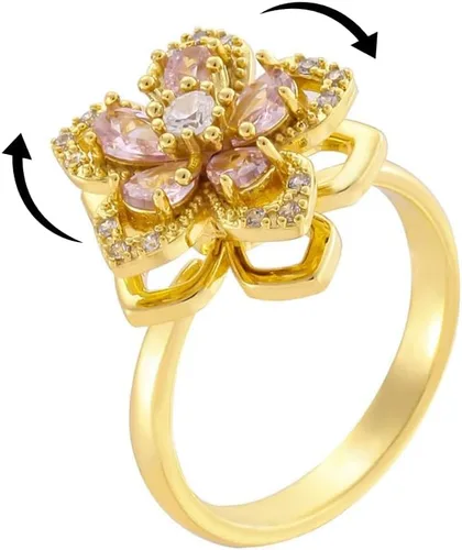 Vista 12 de Sunflower Ring Spinning Fidget Rings for Anxiety Open Adjustable Spinner Sun Ring Creative Relieving Stress Rotating Jewelry