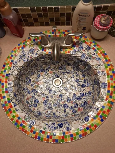 Vista 4 de Azulejos de mosaico de cerámica de porcelana de 1.1 libras, azulejos de mosaico irregulares rotos para suelo de manualidades, cocina, piscina