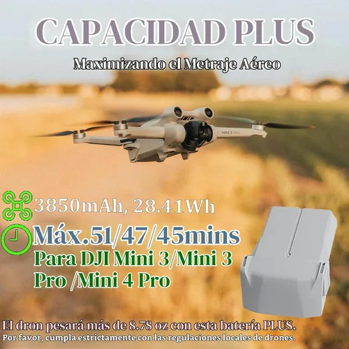 Vista 2 de Mini 4 Pro Batería Plus para DJI, 2 Pack 3850 mAh-7.38V Batería de Vuelo Inteligente Plus para Dron de la Serie DJI Mini 3 Pro Reemplazo