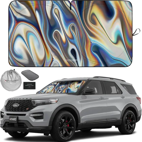 Vista 41 de Parasol de Parabrisas de Una Pieza - Parasol Cromado Líquido Plegable para Ventana Delantera de Auto para Carros SUV Camión - Protector Visor