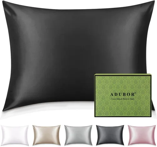 Vista 42 de Adubor Funda de almohada 100% de seda, fundas de almohada de seda de morera, 22 fibras de grado Momme 6A, funda de almohada de seda para la salud