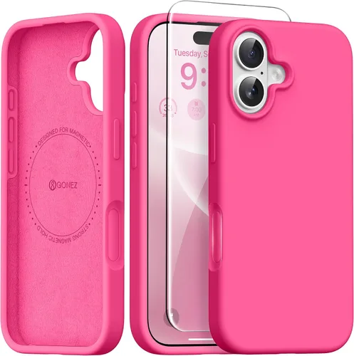 Vista 271 de GONEZ Funda magnética para iPhone 12 Case / 12 Pro Case, compatible con MagSafe, [protector de pantalla + protector de lente de cámara], funda