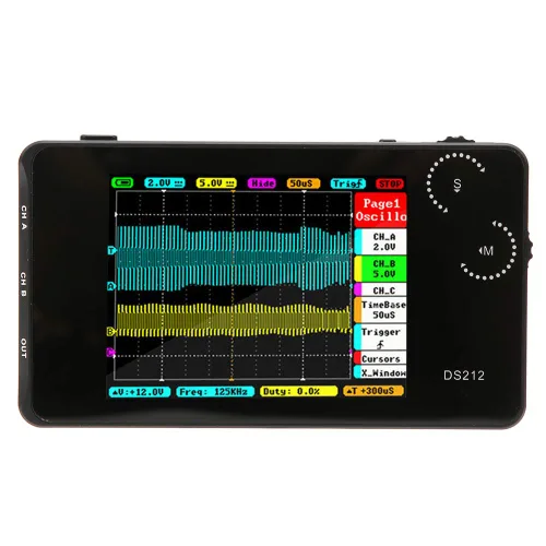 Vista 7 de DS212 Mini osciloscopio portátil de almacenamiento digital Osciloscopio de bolsillo Osciloscopio de 2 canales con interfaz USB para reparación