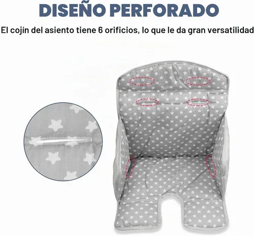 Vista 4 de twoworld Cojín para silla alta, funda de asiento para silla alta para el pelo de comedor de bebé (estrella gris)