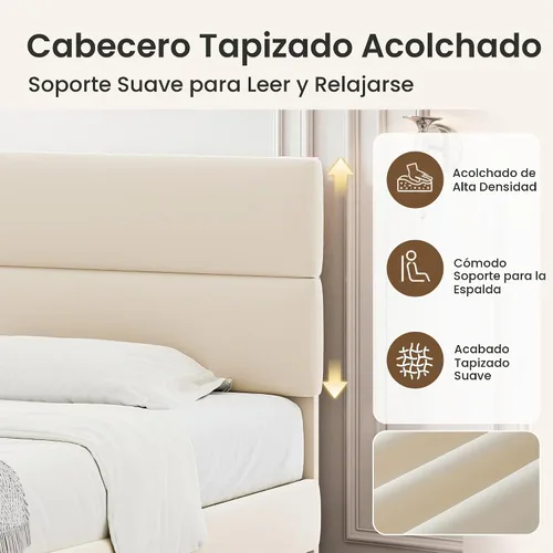 Vista 5 de GRUSIGN Base de cama de plataforma de tamaño individual con cabecera de terciopelo, soporte de listones de madera de altura ajustable, base