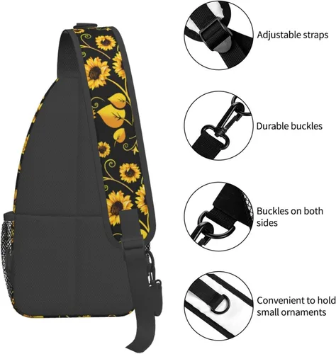 Vista 5 de COFEIYISI Mochila bandolera unisex para hombres y mujeres, bolsa casual para el pecho, mochila de hombro, mochila de viaje para senderismo, amarillo