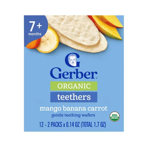Vista 14 de Gerber Dientes orgánicos, mango, plátano, zanahoria, 12 cajas de conteo (paquete de 6)