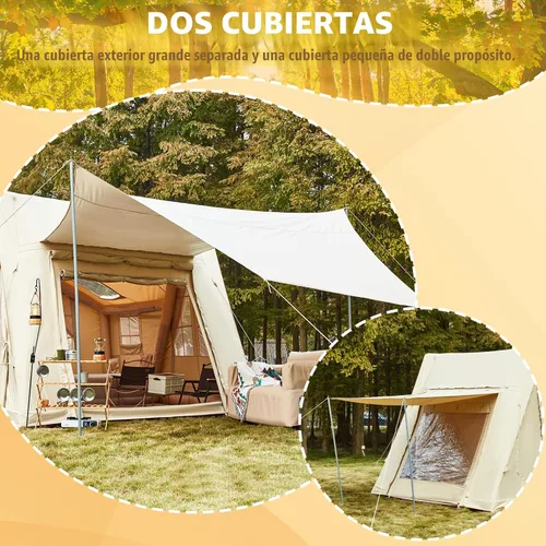Vista 3 de Carpas inflables de 15.7 x 11.8 pies para camping, 8-12 personas 2 habitaciones con tragaluz de TPU, pantalla de película, puerto de aire