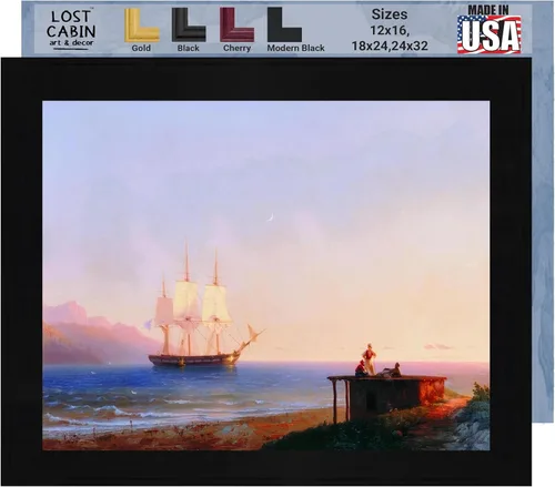 Vista 17 de Lost Cabin Dusk on the Golden Horn de Ivan Aivazovsky Impresión en marco plano negro Reproducción de pinturas de obras de arte finas Regalo