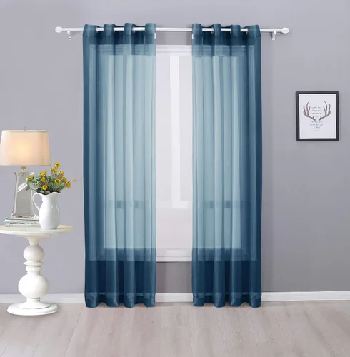 Vista 27 de Interior Trends Ariana - Juego de 2 cortinas de gasa transparente totalmente cosida con ojales (63 pulgadas de largo, beige)