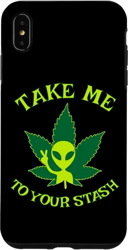 Vista 11 de iPhone 16 Alien Weed Leaf Stoner 420 Stash Fiction Pot Lovers Design Case