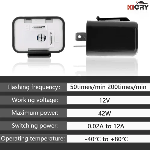 Vista 2 de Relé electrónico intermitente LED de velocidad de 12 V ajustable de 2 pines para señal de giro de motocicleta, reemplazo directo, relé universal