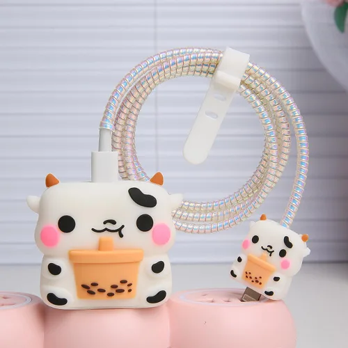 Vista 19 de Funda de Cargador Compatible con iPhone Adaptador de Corriente USB-C de 20W Cargador Diseño de Dibujos Animados Lindo en 3D Funda de Cargador