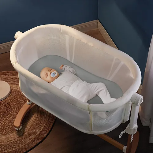 Vista 6 de Juego de 4 sábanas ajustables de moisés para bebé niño y niña, juego de sábanas universales de microfibra suave para colchón rectangular ovalado