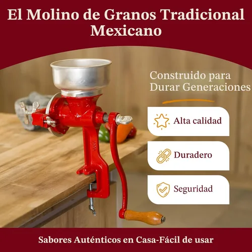 Vista 2 de Estrella Molinillo Manual de Grano de Maíz de Hierro Fundido con Manivela de 14" de Alto y Tolva de 5