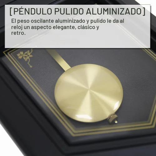 Vista 3 de BESTIME Reloj de péndulo de plástico 66236. Timbre Westminster cada hora, elegante, tradicional, hogar, oficina, sala de estar, dormitorio